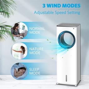 img 2 attached to 🌀 Evaporative Air Cooler: 3-in-1 Portable Cooling Fan for Large Rooms & Offices - Instant Cool, Humidify, and Silence with 3 Speeds, No Dust or Noise, 3 Modes, 8H Timer, Bladeless Design