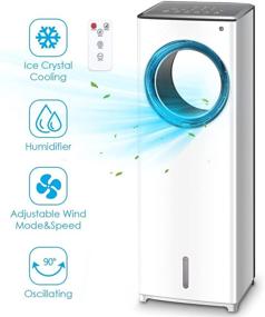 img 3 attached to 🌀 Evaporative Air Cooler: 3-in-1 Portable Cooling Fan for Large Rooms & Offices - Instant Cool, Humidify, and Silence with 3 Speeds, No Dust or Noise, 3 Modes, 8H Timer, Bladeless Design