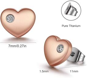 img 3 attached to Minimalist Tiny Heart Stud Earrings in Gold/Rose Gold/Silver with Titanium Earring Backs - Ideal for Women, Men, and Girls