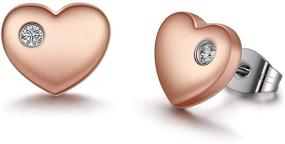 img 4 attached to Minimalist Tiny Heart Stud Earrings in Gold/Rose Gold/Silver with Titanium Earring Backs - Ideal for Women, Men, and Girls