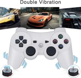 img 3 attached to Ultimate Gaming Experience: Vinonda PS3 Controller Wireless Double Vibration Gamepad for Sony Playstation 3 (White) - Includes Charging Cable