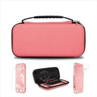 simpeak switch lite accessories case: travel carrying hard shell storage 🎮 bag with tempered glass & silicone protective case in coral pink for girls logo