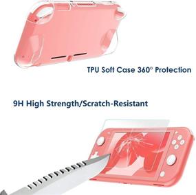 img 1 attached to Simpeak Switch Lite Accessories Case: Travel Carrying Hard Shell Storage 🎮 Bag with Tempered Glass & Silicone Protective Case in Coral Pink for Girls