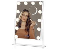 💄 estala vanity mirror with lights: hollywood lighted makeup mirror set with smart touch led and digital clock - free ebook & makeup organizers included logo