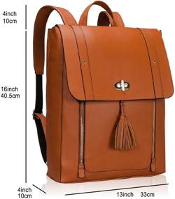 img 1 attached to 🎒 Estarer Women's PU Leather Backpack: Vintage Rucksack Bag for 15.6inch Laptop, College & School (Brown)