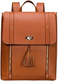 img 4 attached to 🎒 Estarer Women's PU Leather Backpack: Vintage Rucksack Bag for 15.6inch Laptop, College & School (Brown)