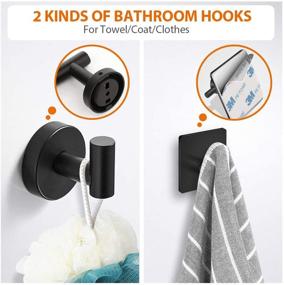 img 1 attached to 🔧 Tudoccy 5-Piece Matte Black Bathroom Hardware Set - Wall Mounted SUS304 Stainless Steel - Includes 16" Hand Towel Bar, Toilet Paper Holder, 3 Robe Towel Hooks, Bathroom Accessories Kit