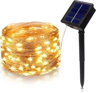 🌞 solar powered led string lights, 32.8 feet/10 meters with 100 leds, 8 lighting modes, waterproof, bright warm white color, micro copper wire ultra thin rope light логотип