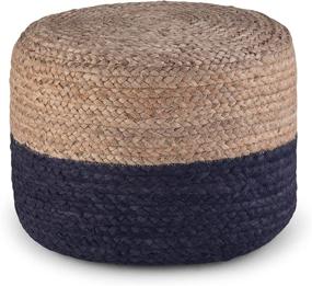 img 3 attached to Navy and Natural Lydia Round Poufs: Simplify Home Decor with Style and Comfort