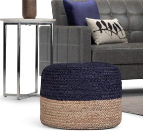 img 4 attached to Navy and Natural Lydia Round Poufs: Simplify Home Decor with Style and Comfort