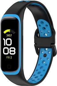 img 2 attached to 🌈 Colourful Two-Toned Silicone Bands for Samsung Galaxy Fit 2 - Breathable Bracelet Strap for Men and Women