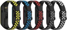 img 4 attached to 🌈 Colourful Two-Toned Silicone Bands for Samsung Galaxy Fit 2 - Breathable Bracelet Strap for Men and Women