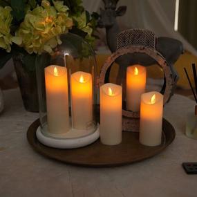 img 1 attached to 🕯️ Homemory Flameless Candles: Flickering LED Pillar Candles with Timer & Remote - Set of 8, Ivory