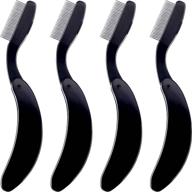 tecunite 4-packs stainless steel teeth eyebrow comb lash and brow makeup brush - folding eyelash comb (black) logo