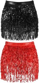 img 4 attached to 🌟 Sequin Tassel Hip Scarf for Belly Dance Performance - Set of 2 Skirt Belts with Sequins - Stylish Body Accessories for Women Girls