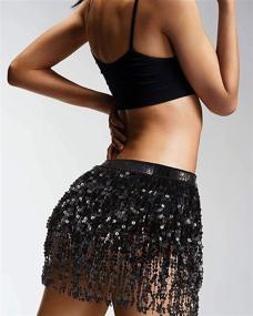 img 2 attached to 🌟 Sequin Tassel Hip Scarf for Belly Dance Performance - Set of 2 Skirt Belts with Sequins - Stylish Body Accessories for Women Girls