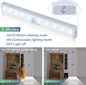 img 1 attached to 6-Pack Rechargeable Wireless LED Under Cabinet Lighting Stick-On Night Light Bar with Motion Sensor for Closets, Counters, Kitchen, Stairs, Kids Room, Hallway