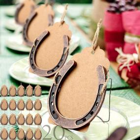 img 4 attached to 🐴 Rustic Vintage Wedding Party Decor: AerWo 20pcs Horse Shoes Favors with Kraft Tag - Metal Mini Craft Horseshoes Decoration