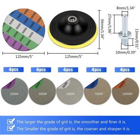 img 3 attached to 🔌 Wet Dry Electric Hook & Loop Sanding Disc Set - Water Grit Sandpaper 2000/3000/5000/7000/10000 with 5-inch Backing Pad, Grinding Abrasive Paper and Orbital Sander Polisher