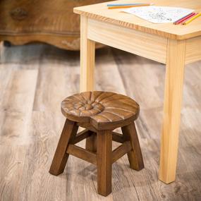 img 3 attached to 🐚 Exquisite Nautilus Shell Stain Design: Hand Carved Acacia Hardwood Decorative Short Stool