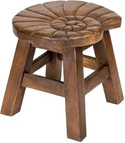 img 4 attached to 🐚 Exquisite Nautilus Shell Stain Design: Hand Carved Acacia Hardwood Decorative Short Stool