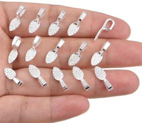 img 1 attached to 💍 100pcs Antique Bright Silver Small Spoon DIY Oval Jewelry Scrabble Glue On Earring Flat Pad Bails - Ideal for Glass Cabochon Tiles Pendants & Jewelry Making (15X5mm) A375