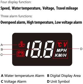 img 2 attached to 🚗 SHEROX 3.5" Автомобильный HUD Дисплей с OBD2/EUOBD Интерфейсом: Скорость, Предупреждение о Превышении Скорости, Температура воды, Напряжение Аккумулятора, Пробег