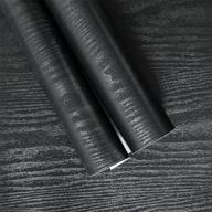 🌿 yancorp 16"x120" matte black grain wood textured film: removable self-adhesive wallpaper & shelf liner - black wood vinyl peel-stick countertop – 16"x10ft логотип