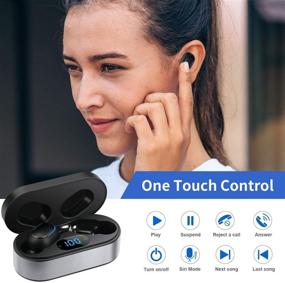 img 3 attached to Wireless Earbuds Bluetooth 5.0: Waterproof, LED Display, 3D Stereo Audio - Gray