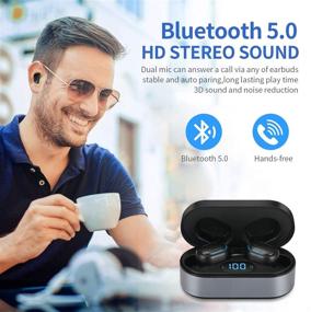 img 1 attached to Wireless Earbuds Bluetooth 5.0: Waterproof, LED Display, 3D Stereo Audio - Gray