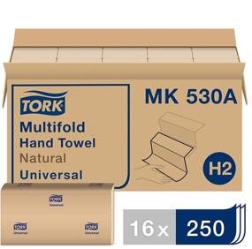 img 4 attached to 🧻 Tork MK530A Мультисложенное бумажное полотенце - натуральное, 100% переработанные волокна, Н2, универсальное, 3-панельное, 1-слойное, 16 х 250 листов