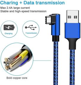 img 2 attached to 🔌 Fast Charging USB C Cable (2 Pack, 10FT) - Extra Long Right Angle Type C USB A to USB C Nylon Braided Cord for Samsung Galaxy, LG Stylo, MacBook (Blue)