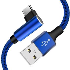 img 4 attached to 🔌 Fast Charging USB C Cable (2 Pack, 10FT) - Extra Long Right Angle Type C USB A to USB C Nylon Braided Cord for Samsung Galaxy, LG Stylo, MacBook (Blue)