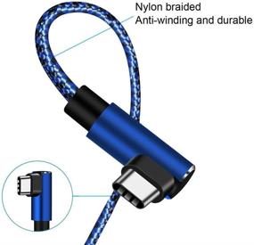 img 1 attached to 🔌 Fast Charging USB C Cable (2 Pack, 10FT) - Extra Long Right Angle Type C USB A to USB C Nylon Braided Cord for Samsung Galaxy, LG Stylo, MacBook (Blue)