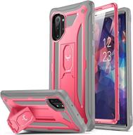 📱 youmaker galaxy note 10 plus case - pink/gray, full body heavy duty shockproof cover with built-in screen protector, kickstand and fingerprint id compatibility - for samsung galaxy note 10 plus 5g 6.8 inch logo