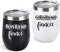 🍷 lifecapido boyfriend and girlfriend wine tumbler set: fun engagement ideas for fiancé/fiancée, friends, bachelorette parties – 12 oz stainless steel insulated wine tumbler with lid in black and white логотип