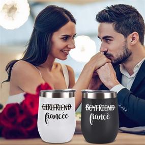 img 3 attached to 🍷 Lifecapido Boyfriend and Girlfriend Wine Tumbler Set: Fun Engagement Ideas for Fiancé/Fiancée, Friends, Bachelorette Parties – 12 Oz Stainless Steel Insulated Wine Tumbler with Lid in Black and White