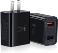 🔌 быстрое зарядное устройство для двух портов usb: pofesun quick charger 3.0 для samsung galaxy s10 s9 s8 plus, iphone и других устройств - быстрая адаптивная зарядка, 2 штуки, черного цвета логотип