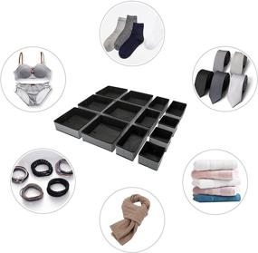 img 3 attached to Puricon (13 Set) Dresser Drawer Organizers: Foldable Dividers for Clothes, Underwear, Baby Clothing, Bras, Socks – Grey Fabric Storage Box Containers for Closet Drawers