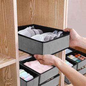 img 2 attached to Puricon (13 Set) Dresser Drawer Organizers: Foldable Dividers for Clothes, Underwear, Baby Clothing, Bras, Socks – Grey Fabric Storage Box Containers for Closet Drawers