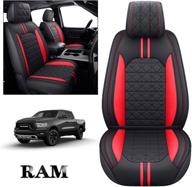 yiertai dodge ram seat covers fit for 2009-2022 1500/2500/3500hd pickup front seats only crew double cab quad cab waterproof faux leather seat covers(2 pcs front only/black-red) logo