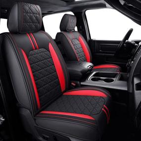 img 3 attached to YIERTAI Dodge RAM Seat Covers Fit For 2009-2022 1500/2500/3500HD Pickup Front Seats Only Crew Double Cab Quad Cab Waterproof Faux Leather Seat Covers(2 PCS Front Only/Black-Red)