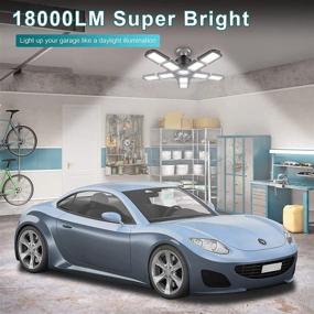 img 3 attached to 💡 Powerful 2-Pack LED Garage Light: 180W, 18000LM, 10+1 Adjustable Panels, E26/E27 Base, 6000K, Ideal for Garage, Workshop, Attic & Basement