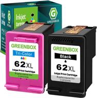 🖨️ greenbox remanufactured ink cartridge 62xl replacement for hp envy 7640 5660 5540 5640 5642 7645 5549 officejet 5740 5741 8040 officejet 200 250 mobile printer - pack of 1 black & 1 tri-color logo