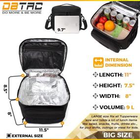 img 2 attached to DBTAC Large Insulated Lunch Bag - Tactical Lunch Box for Men, Women, and Kids - Durable School Lunch Pail - Leakproof Lunch Cooler Tote for Work, Office, and Travel - Soft and Easy-Clean Liner x2, Black