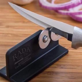 img 1 attached to 🔪 Ножеточка Rada Cutlery Quick Edge: стальные полировочные круги, сделано в США, 2 штуки, черный – повышенная точность резки!