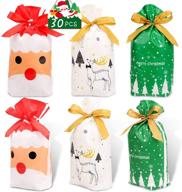 konsait 30count christmas candy bags: festive drawstring gift bags with bow-tie for holiday treats and party favors logo