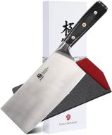 🔪 kyoku samurai series 7" cleaver knife: japanese high carbon steel kitchen knife with full tang, pakkawood handle, mosaic pin, sheath & case logo