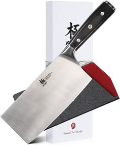 img 4 attached to 🔪 KYOKU Samurai Series 7" Cleaver Knife: Japanese High Carbon Steel Kitchen Knife with Full Tang, Pakkawood Handle, Mosaic Pin, Sheath & Case