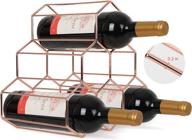 🍷 metal geometric stackable wine rack countertop bottle holder, 3-layer small wine storage rack, fits 3.34'' diameter bottles with 6-9 slots, perfect combination of practicality & decor, ideal for space-saving - rose logo